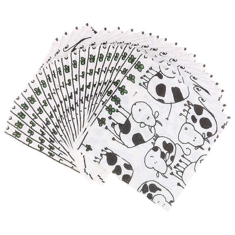 

20pcs/set Soft Decoupage Butterfly Cow Flower and Bird Napkins Festive & Party Paper Tissue Decoration Supplies