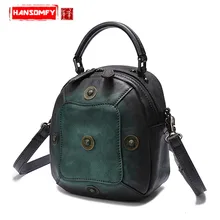 Женская сумка из воловьей кожи, первый слой, новинка, повседневная женская сумка через плечо с заклепками, Ретро стиль, натуральная кожа, женская сумка