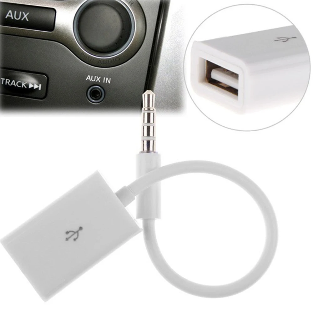 3.5MM AUX Male To USB Female Converter Cable Car Speaker Audio