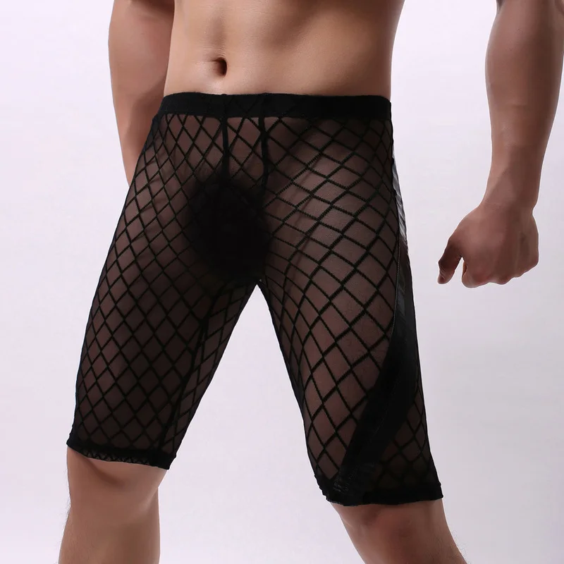 

Mens Sheer Pajamas Clothing Transparent Celos Sexy Mesh Pajamas for Men Sleepwear Silk Loose Pants Mens Nightwear Underware