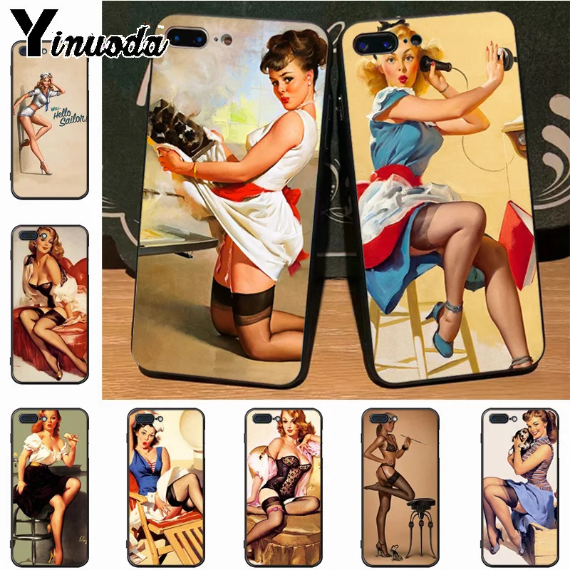 

Yinuoda PinUp Girls Pin Up Girl Luxury Fashion 2D Phone Case for iPhone 7plus X 6 6S 7 8 8Plus 5S 11pro case