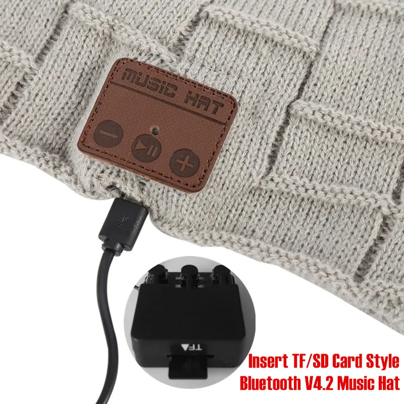 Insert TF Slot Outdoor Sport Wireless Bluetooth 4 2 Earphone Hat Stereo Magic Music Headband Cap Headphone for iPhone SmartPhone