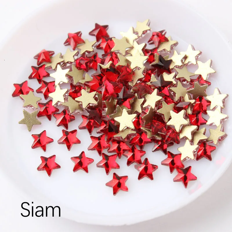 Siam Горячая Распродажа Star 5 мм стразов для ногтевого Арта 12 видов цветов красивые стразы crystal Stone 30/100 шт для 3D украшение для ногтей - Цвет: Siam