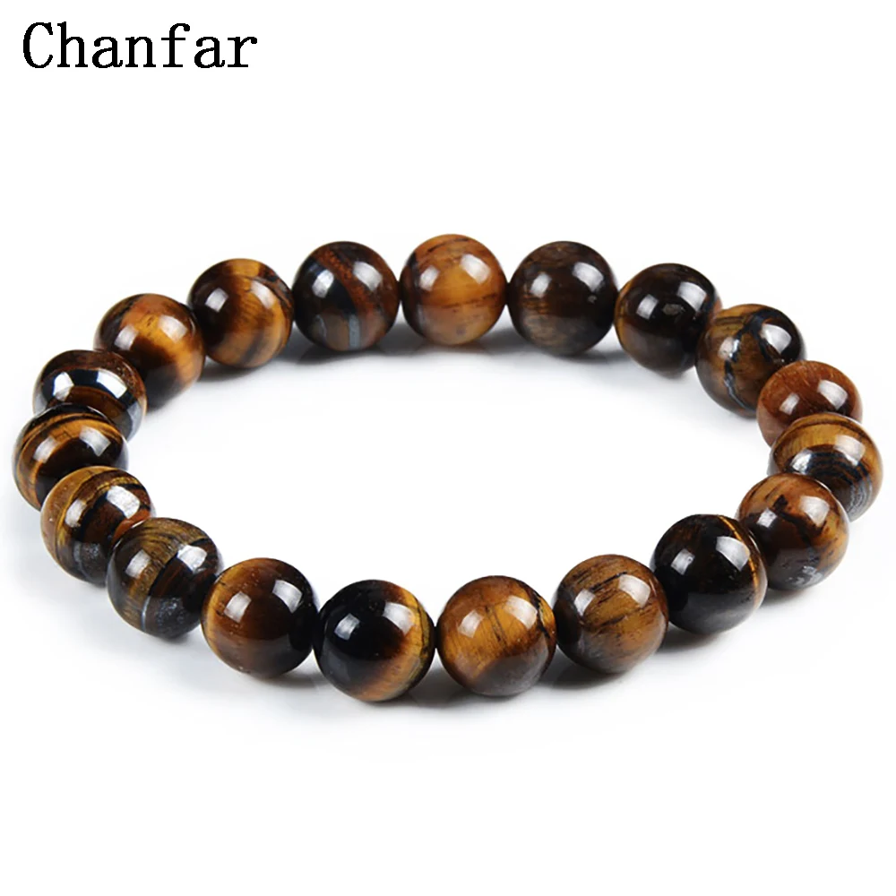 Chanfar 10 мм Белый Howlite тигровый глаз и лавовый камень Хрустальный браслет из бисера