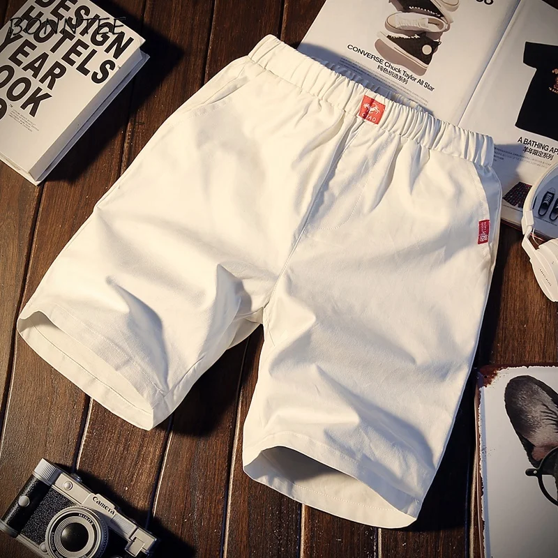 Шорты мужские летние свободные шорты для отдыха для студентов мужские s эластичная талия до колена повседневные однотонные универсальные дышащие Средние Карманы шикарные