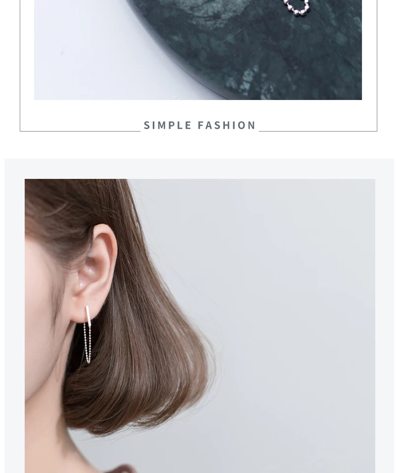 New Fashion Sterling Silver Chain Statement Dangle Earrings For Women Girls Minimalist S925 Drop Earring Bridal Wedding Jewelry (8)