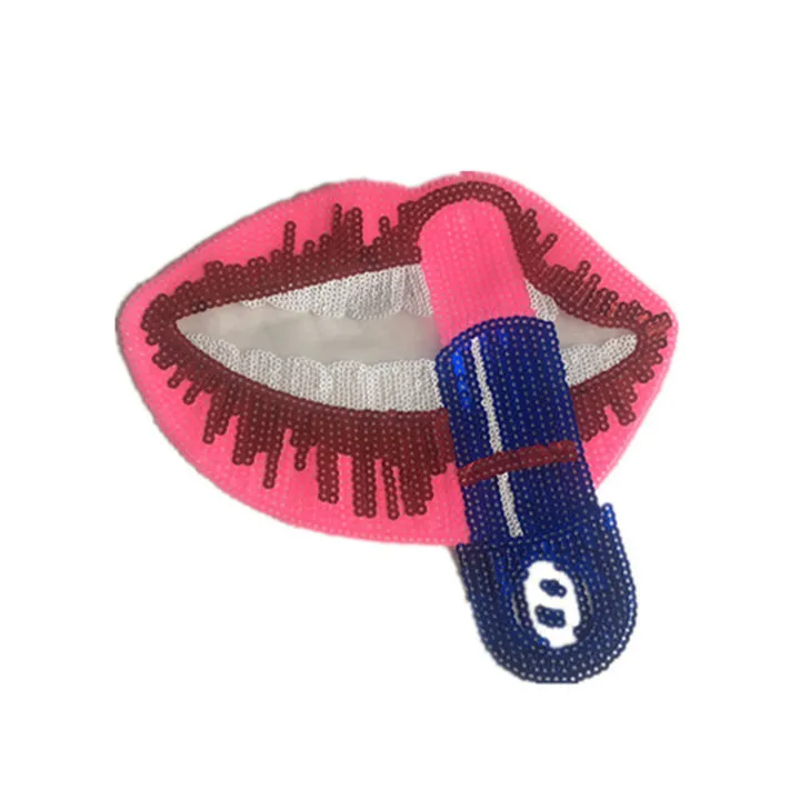 5  Love Kiss Mouth Lipstick Animal Embroidered Patches Apparel Patch Sequins Jeans Diy Handmade Patches Stickers Clothing Patch