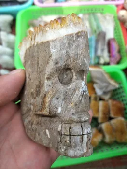 

Natural crystal cluster skull aura angel titanium stones cranium statue healing gifts decoration wedding decoration aquarium