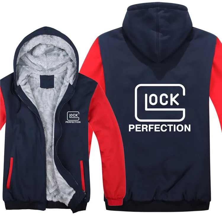 Зимняя толстовка с капюшоном Glock Perfection, мужская молния, флисовая утепленная толстовка Glock, пуловер