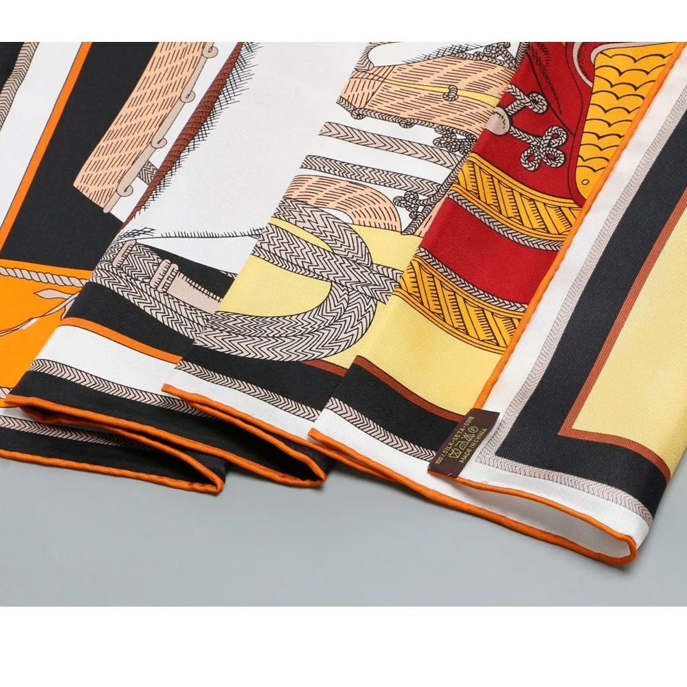 Модные принты шелковый шарф шаль Обертывания платок 88x88 см