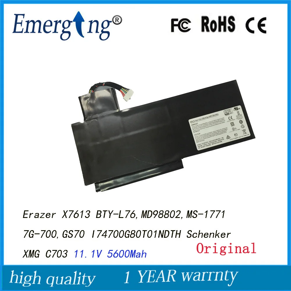 Новый аккумулятор для ноутбука MSI Erazer X7613 BTY L76 MD98802 MS 1771 7G 700 GS70 I74700 G80T01NDTH Schenker XMG C703 11