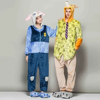 

Couple's pajamas Long Sleeve Sleepwear Flannel warm Winter Pyjamas Thickening pajama Women lounge One piece