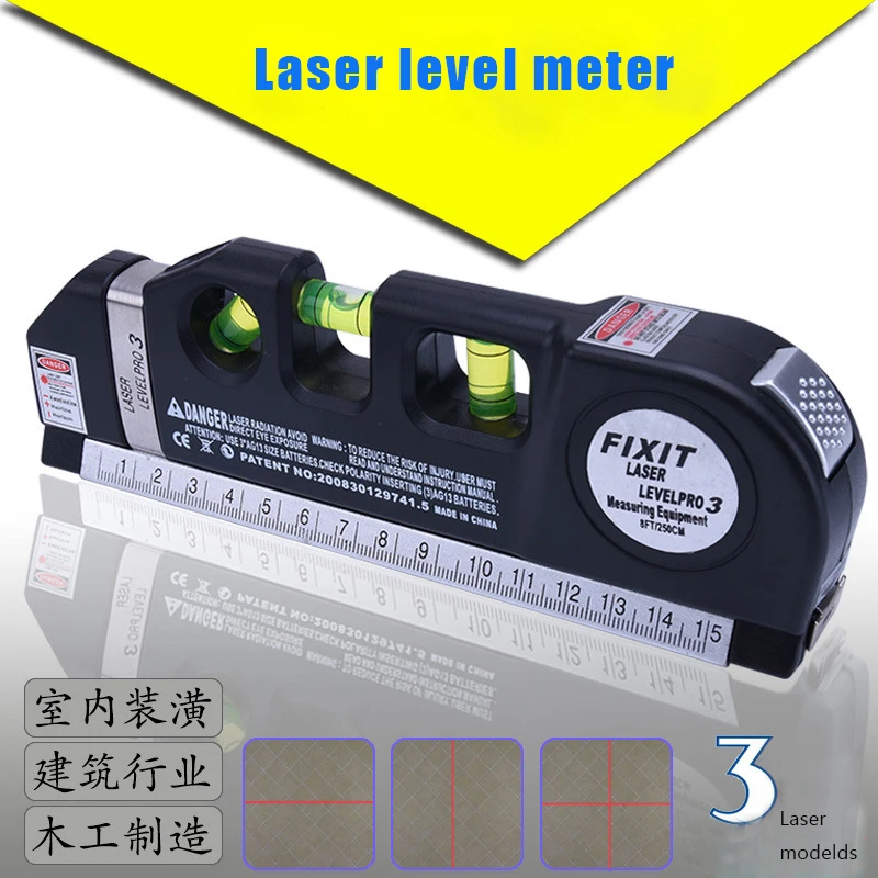Laser level meter Horizon/Vertical/cross Measure Tape Aligner Bubbles Ruler level laser distance meter wavelength 650-680nm