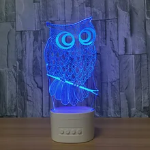 3D лампа Bluetooth Динамики светодиодный ночник Сова музыкальный плеер Paty атмосферная лампа креативный USB стерео лампа для детского подарка
