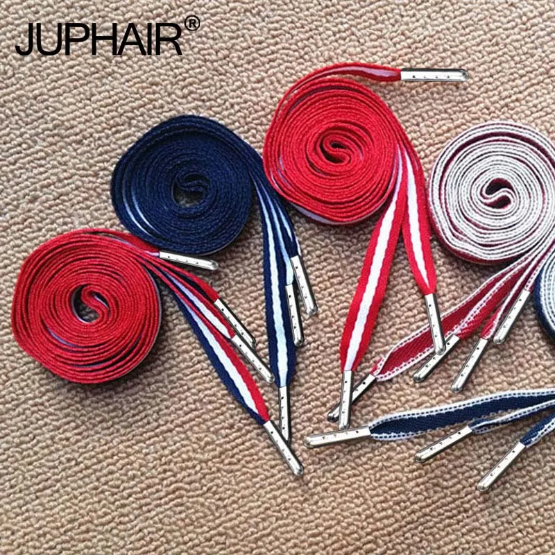 

3 Pairs Polyester Stripe Lace Canvas Shoe Decorating Pattern Colorful Shoelaces Flat Laces Shoelaces Laces High-grade Metal Head