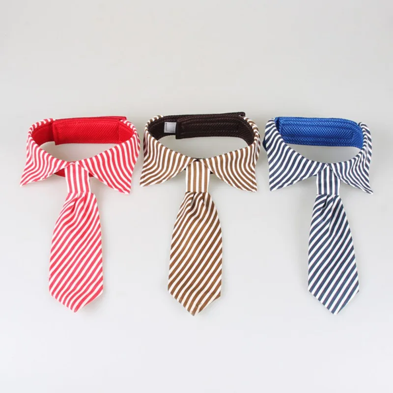 

New Year Christmas Dogs Necktie Bow Cravat Stripe Small Cotton Pet Dog Puppy Necktie Adjustable Bow Tie Grooming