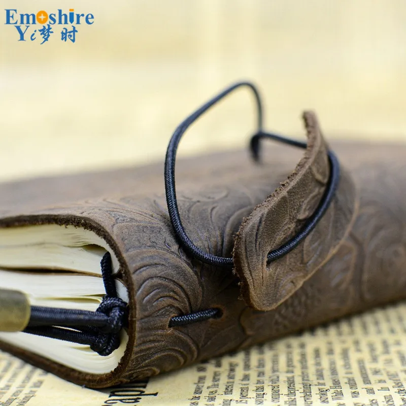 Emoshire Tied the rope travel Notepad custom handmade leather leather notebook retro European-style diary gift (5)