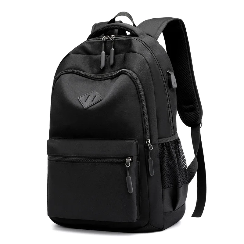 Men USB Charging Laptop Backpack Casual Design Women Waterproof Travel Backpack for Teenager Boy Fashion Girls School Bags - Color: Black