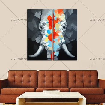 

Hot Sell Product Hand-painted Animal Oil Painting On Canvas Abstract Elephant High Quality Paintings Wall Art Decor