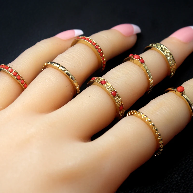 

8 Pcs/set Fashion Gold Color Midi Knuckle Rings For Women Girl Bohemian Vintage Female Finger Ring Set Boho Jewelry Party Gift