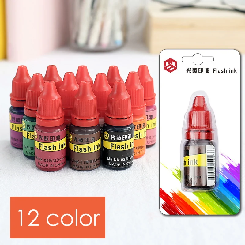 Tinta fotosensible de colores recarga de tinta planificador de sellos Scrapbooking silicona diario de estampillas DIY suministros escuela papelería, 1 ud.