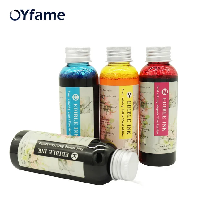 Cheap OYfame 100ML x 4PCS Universal Edible Ink Food Ink For Coffee Printing Machine For Cake Chocolate coffee Food printer