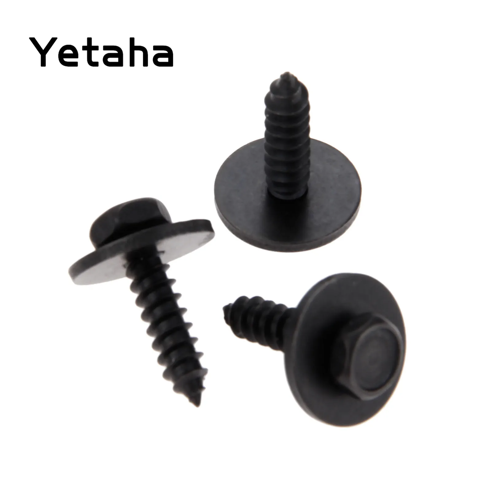 

Yetaha 20Pcs Car 4.7x17mm Self-Tapping Screws Captive Loose Washer 8mm Hex Head Black Universal Auto Screw Retainer Clips
