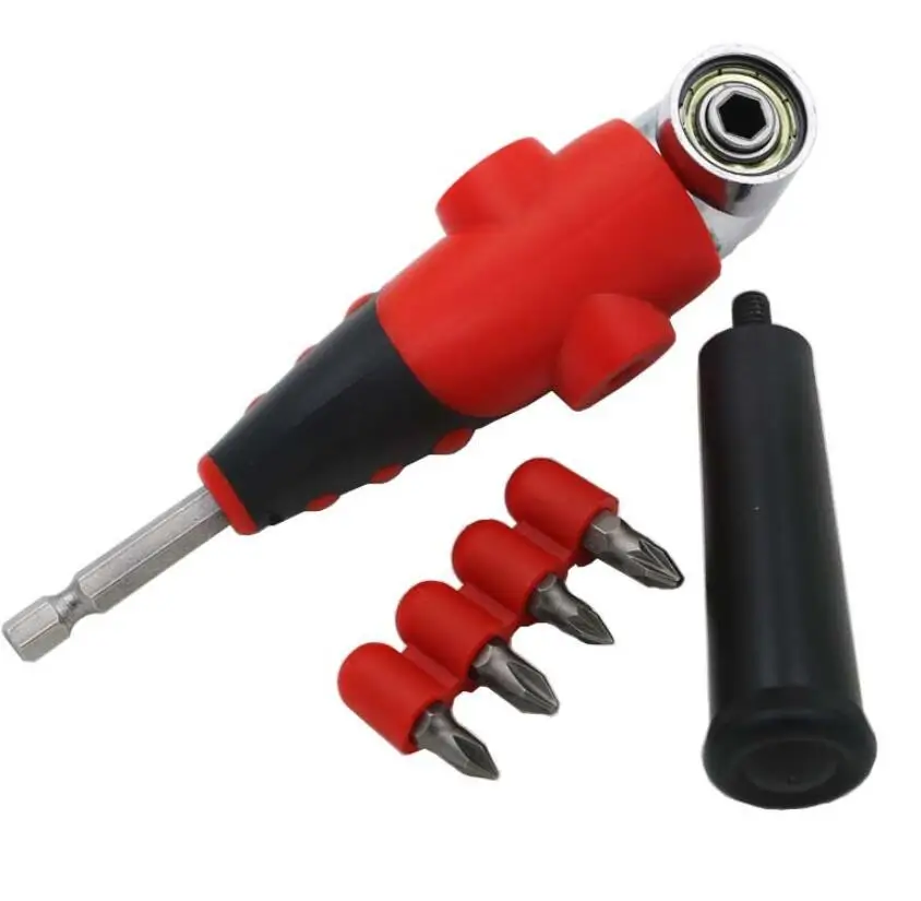 

105 Degree Driver Adapter Set Adjustable Right Angle Bit with 4pcs Screwdriver Bits Combination Kits Air Power Drill Tool