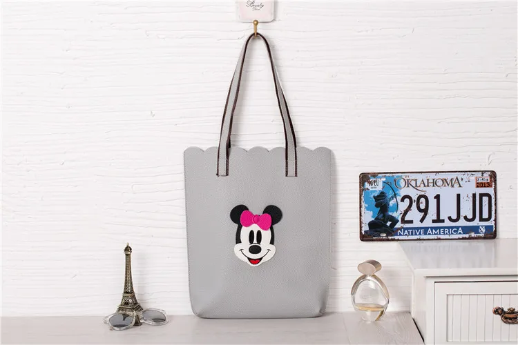 Disney Микки Маус мультфильм сумка девушка сумка леди Очаровательная Сумка Большая вместительная сумка для хранения Мода - Цвет: 1