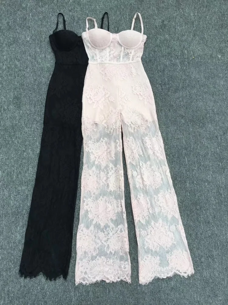 

2018 New Sexy Women Jumpsuit Bandage Lace Rompers Club Wear Straps Fashion Lady Overalls Full Length HL Bandage Jumpsuits