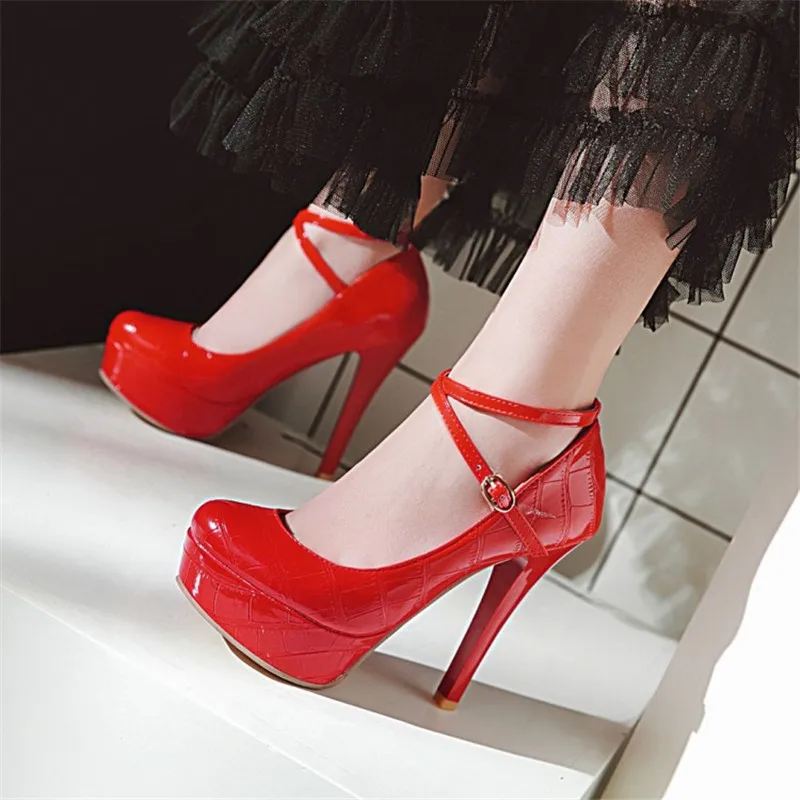 Pumps Heels black Stiletto red Strap Plattform Schuhe Ferse Hochzeit High Party Frauen Sexy Rot Für Ankle Neue Apricot aUv1U