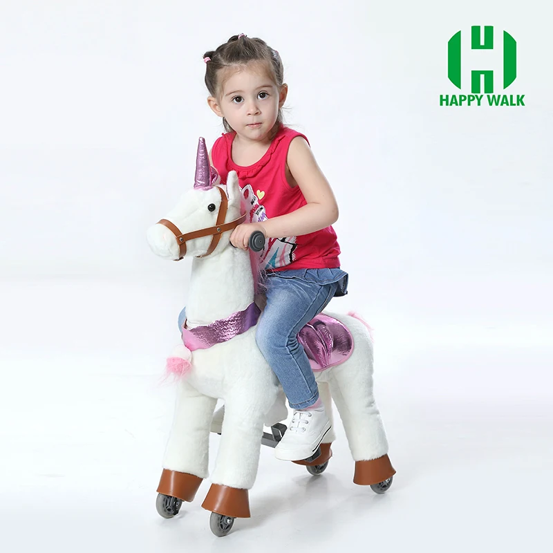 Action Pony Small Walking Mechanical Horse Toy Ride on Bounce up and down and Moving Horse for Children 3-7 Years Boys Girls