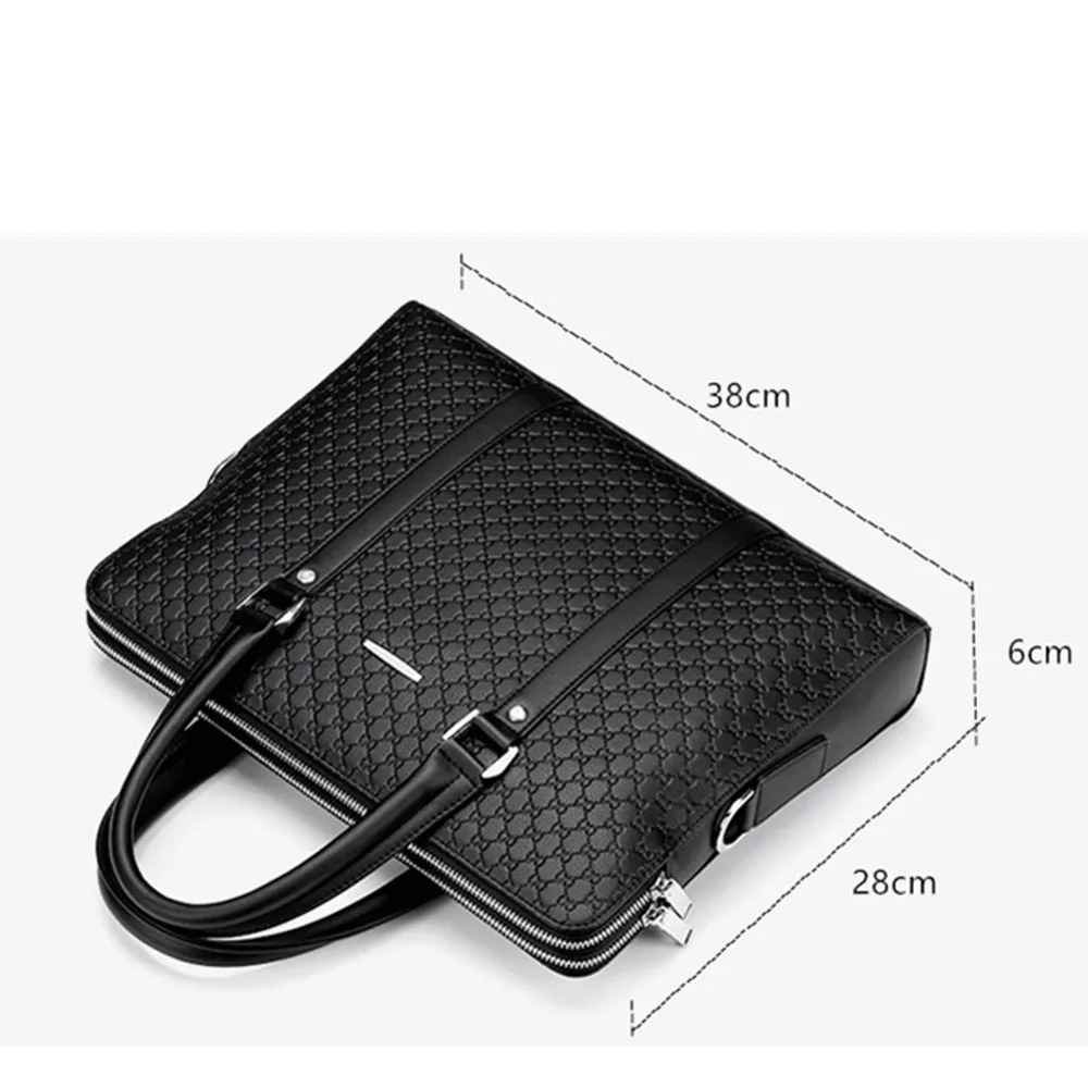  New Double Layers Men's Leather Business Briefcase Casual Man Shoulder Bag Messenger Bag Male Lapto
