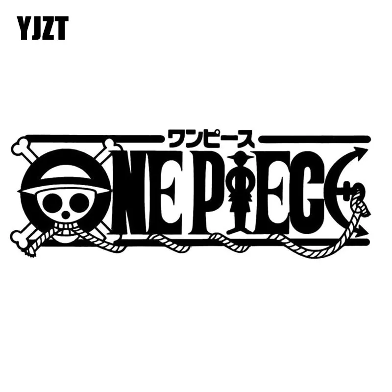 

YJZT 20X7.1CM ANIME ONE PIECE LOGO Cartoon Vinyl Decal Black/Silver Car Sticker Car-styling S8-0619