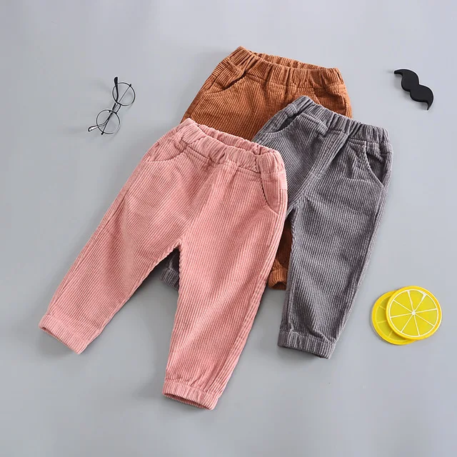 

1 2 3 4 5 Year Toddler Girl Pants Fashion Corduroy Elastic Waist Boys Harem Pants Casual Pocket Trousers Kids Pants High Quality