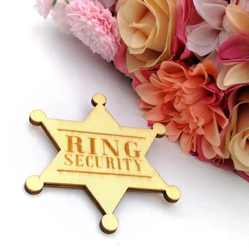 

"Ring Security" Wooden Ring Bearer Badge Gift for Bridal Party Ringbearer Accessory Engraved Badge for Wedding Ceremony New