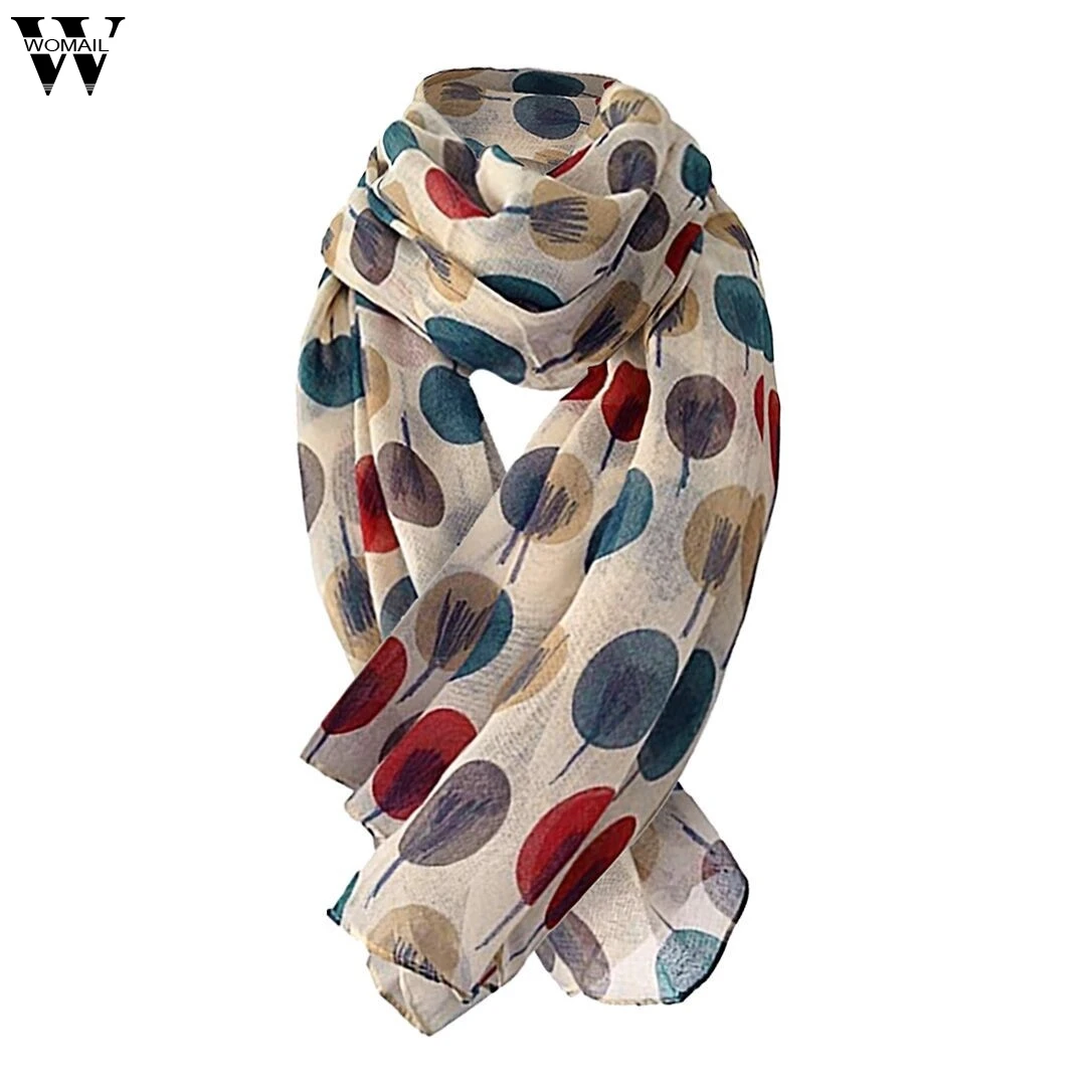 Scarf Hair Scarves Winter Tie Band For Business Party Women Polyester Sketch Trees Long Soft