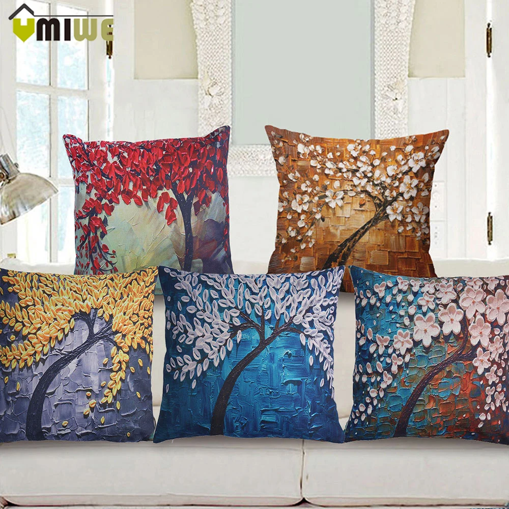 Decorative Throw Pillow Case Home Textiles 3D Oil Painting Pillowcases