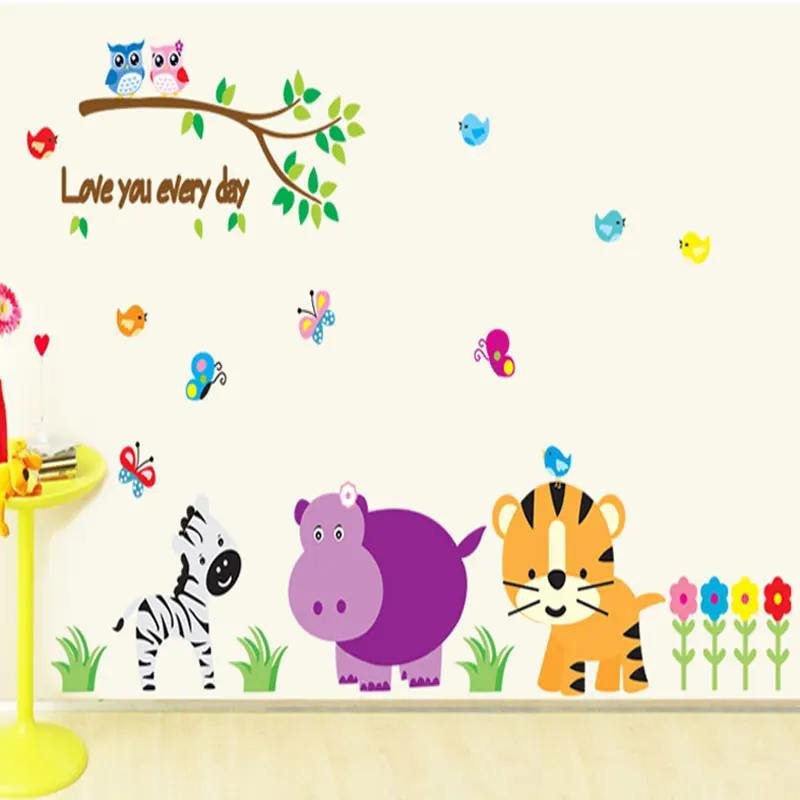 Cartoon Animals Wall Sticker Living Room Bedroom Art Wall Stickers