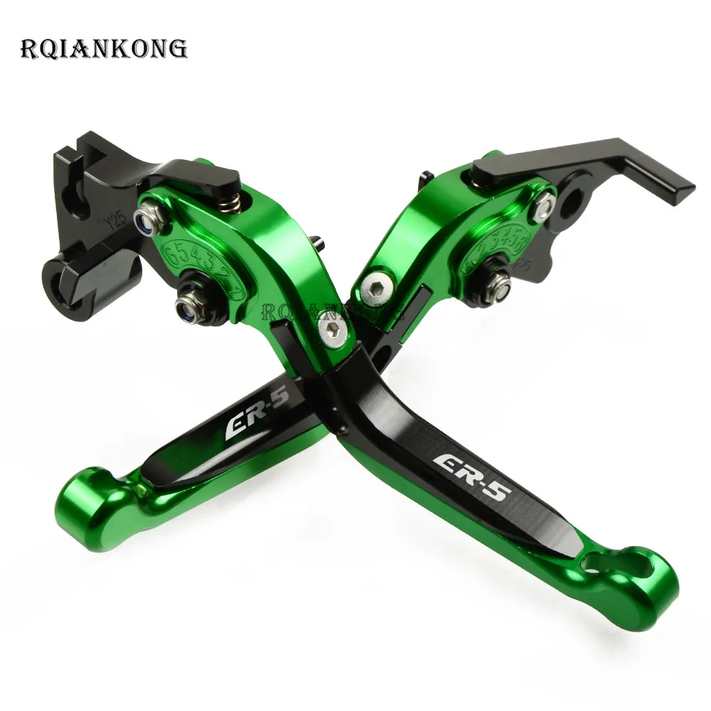 Green CNC мотоцикл сцепные рычаги для KAWASAKI ER-5 ER5 ER5 2006 2007 2008 складные Складные Выдвижные регулируемые аксессуары - Цвет: Green