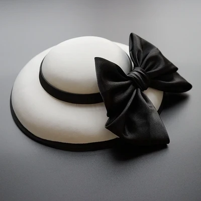 Chengjun Новое поступление элегантная женская черная белая свадебная шляпа с бантом - Цвет: Style D