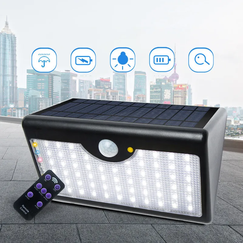 

Solar Lamp Outdoor Landscape Walkway Lights Waterproof IP65 5 Modes Courtyard Sense Wall Lights 60 LED Remote Street Lights