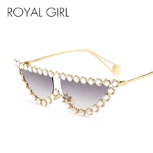 Роскошные женские солнцезащитные очки ROYAL GIRL, новые модные солнцезащитные очки «кошачий глаз», женские плоские очки с бриллиантами, UV400 SS693