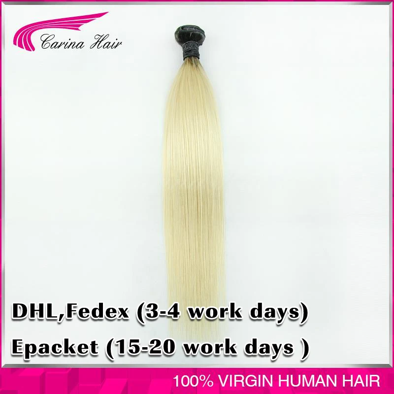 Peruvian Ombre Blonde Hair 1B/613 Peruvian Straight Virgin hair 100g/pcs 1pcs/lot tangle shedding free Ombre Hair Extensions
