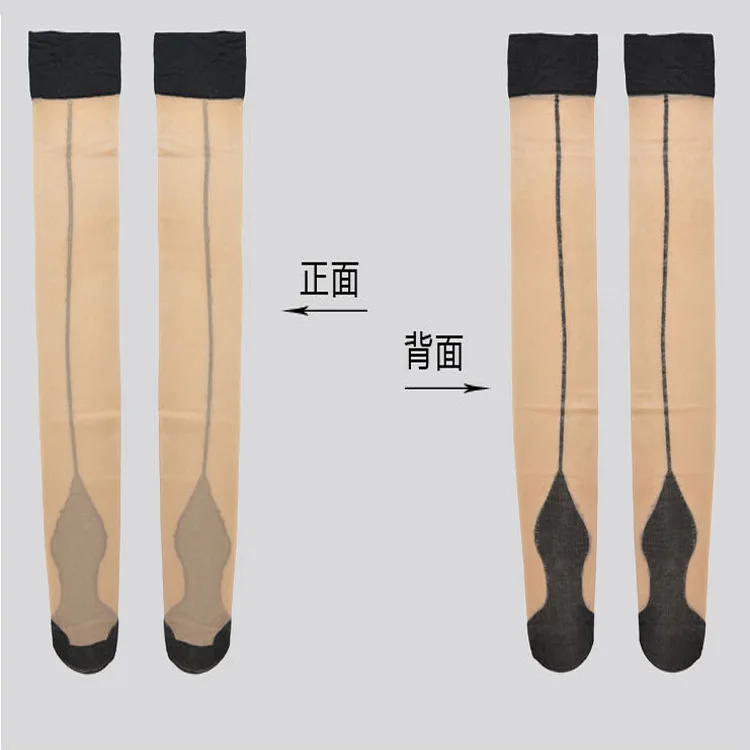 Женские сексуальные чулки с задним швом, черные прозрачные кружевные чулки выше колена, сетчатые ажурные чулки, нижнее белье