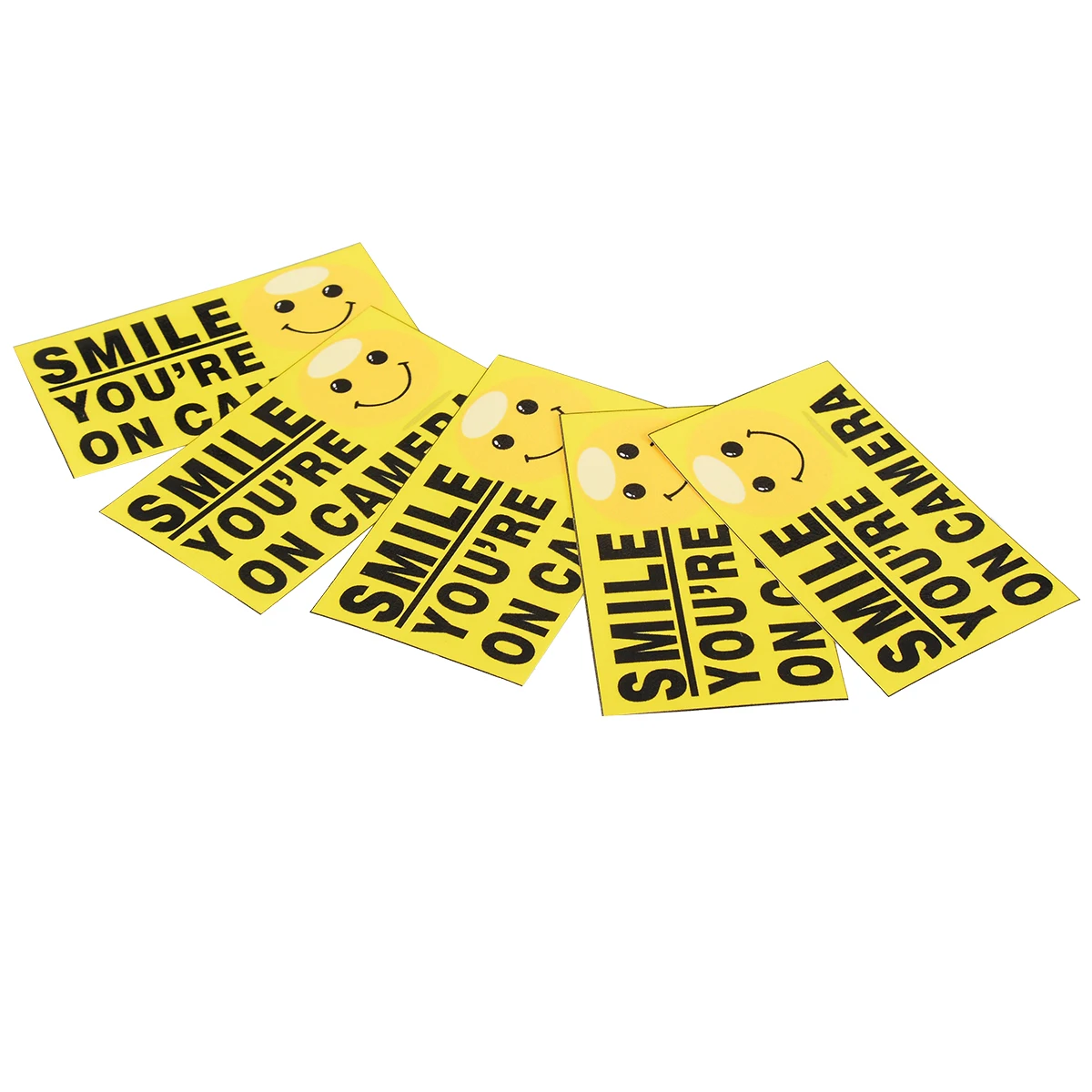 

5pcs Smile You're On Camera Signs Self-adhensive Video Alarm Safety Stickers Signs Decal For Home Security Warning