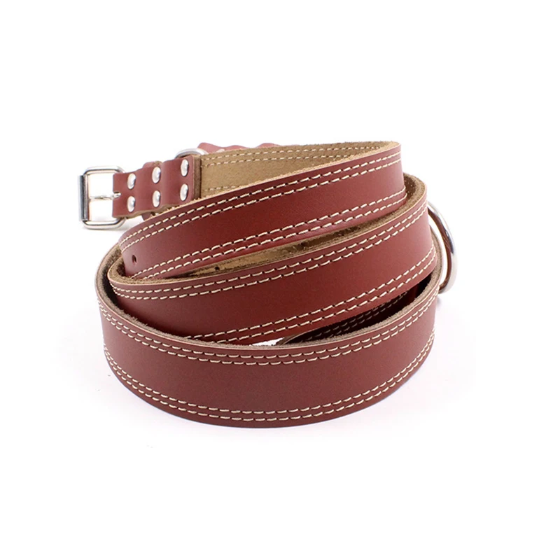 High-grade Adjustable Genuine Leather Dog Collars Pet Dog Necktie Necklace Harness For Pitbull Bull Terrier Big Dog Accessories7