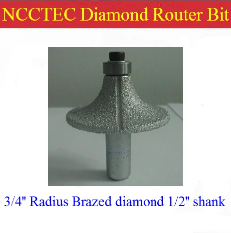 

3/4'' R18 Radius diamond vacuum Brazing brazed router bit with 1/2" Shank FREE shipping | marble, granite slabs edge tools
