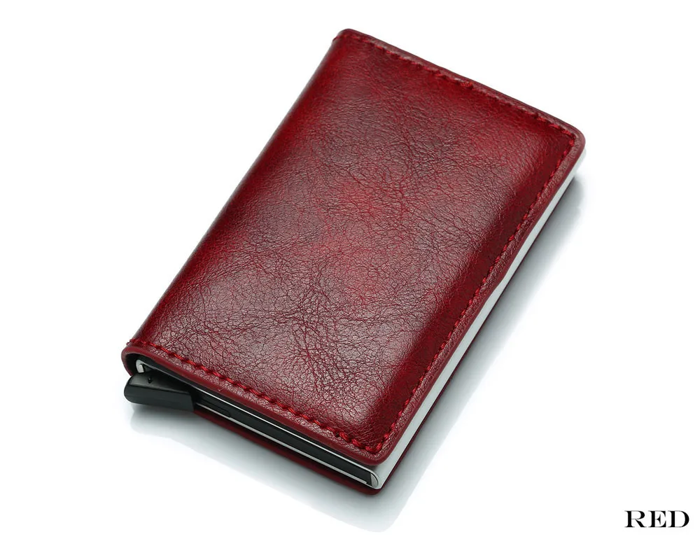red 5 pieces VM модный тонкий Rfid мужской кошелек винтажный черный короткий кошелек держатель для карт сумка для денег мужской кожаный бумажник мини-кошелек - Цвет: red 5 pieces