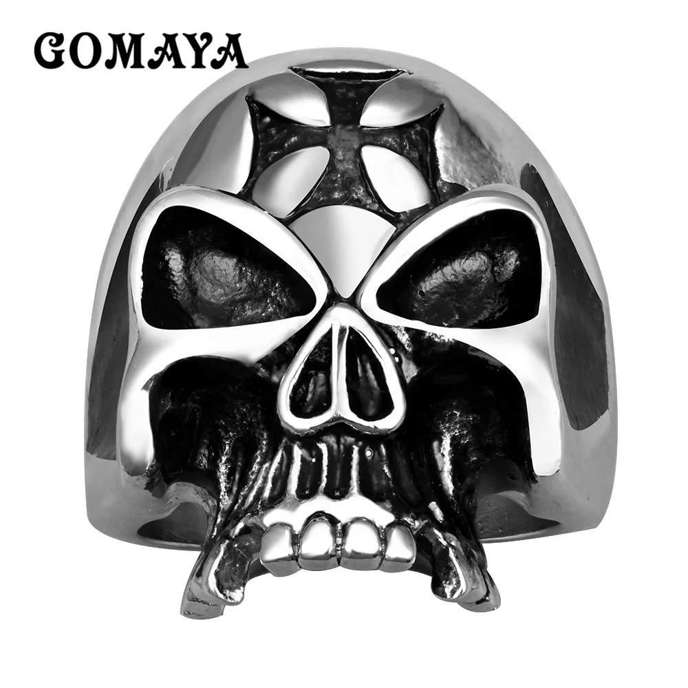 

GOMAYA Mens Rings 316L Stainless Steel Retro Gothic Male Ring Personalized Punk Rock Biker Exquisite Jewelry Gift for Men
